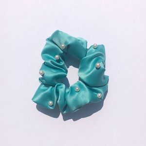 Pearl Embellished Satin Scrunchie